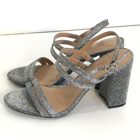 A NEW DAY Silver Heeled Sandals Estealla Chunky Block Heel New Women’s Size 9.5 - Picture 6 of 15